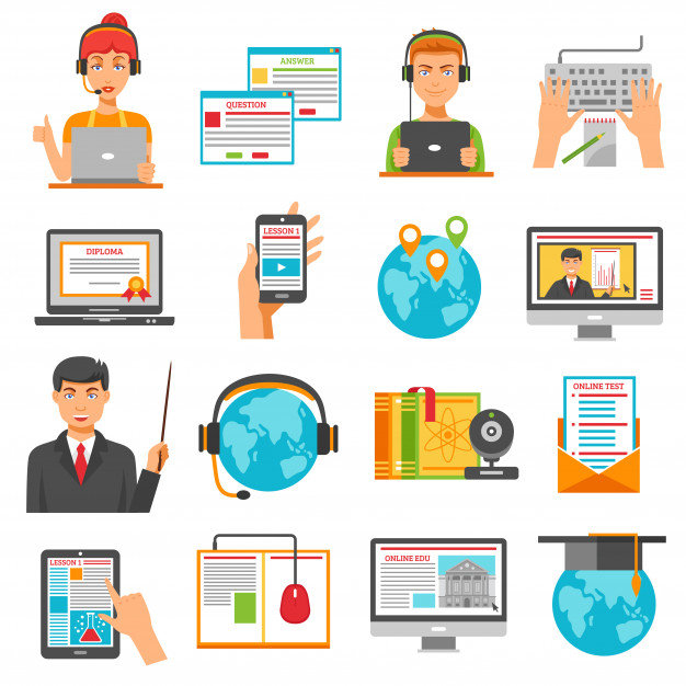 626x626 Online Education Icon Set Vector Free Download