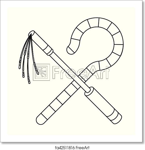 561x581 Free Art Print Of Crook And Flail Icon In Outline Style Isolated