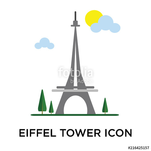 500x500 Eiffel Tower Icon Vector Sign And Symbol Isolated On White
