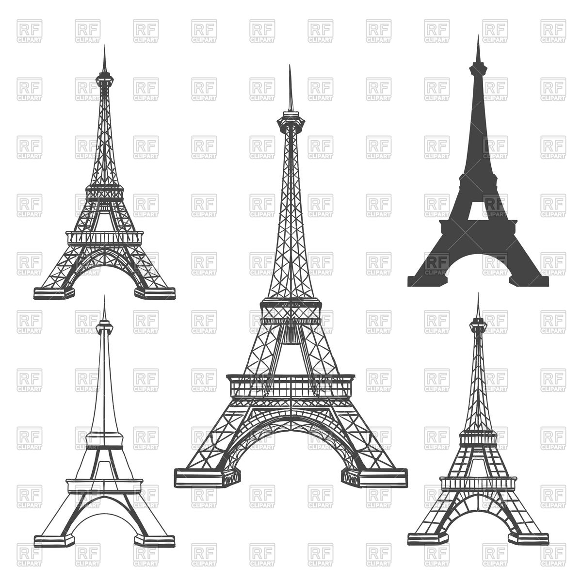 1200x1200 Eiffel Tower Icons Isolated On White Background Vector Image