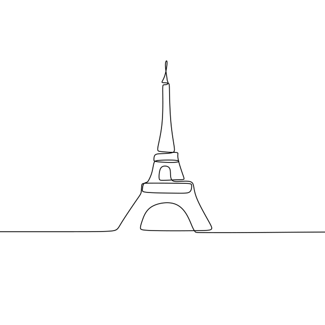 640x640 Paris Eiffel Tower Icon Vector Illustration With Continuous Line
