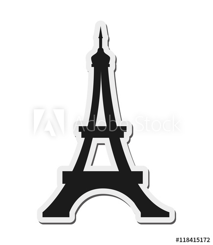 434x500 Flat Design Eiffel Tower Icon Vector Illustration