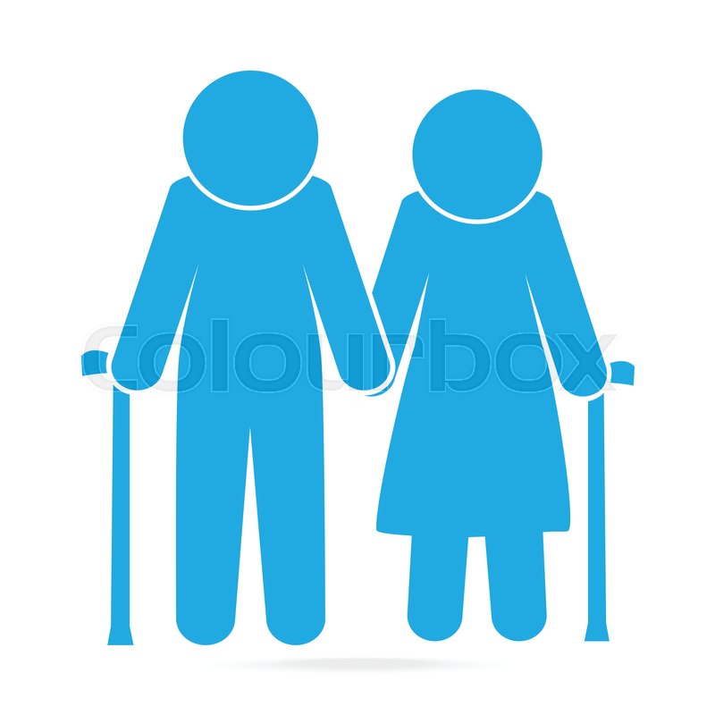 800x800 Elderly Symbol Old People Blue Icon, Stock Vector Colourbox
