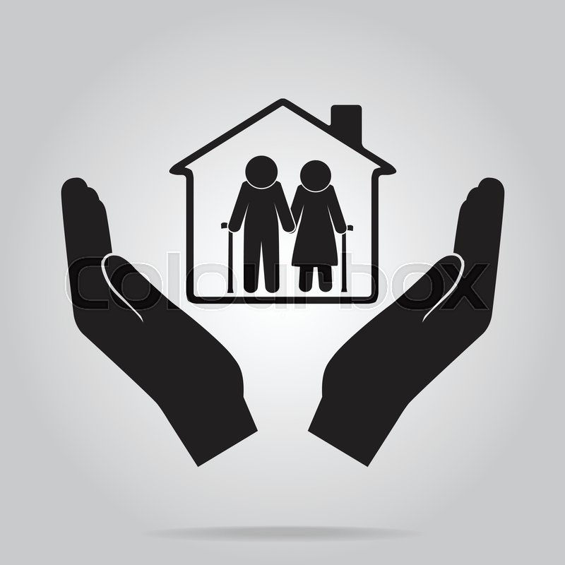 800x800 Nursing Home For Elderly In Hand Icon Stock Vector Colourbox