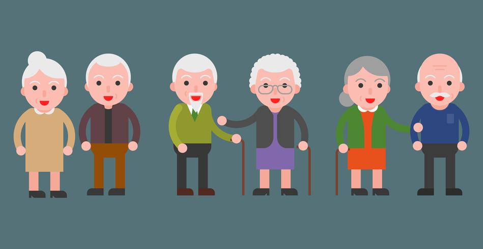 949x490 Elderly Grandma And Grandpa Couple Icon, Flat Design