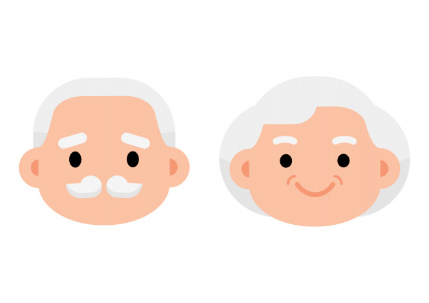 626x442 Cute Elderly Senior Age Couple Icon Vector Premium Download