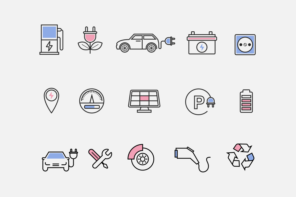 Electric Car Icons 1160x772 Electric Car Icons