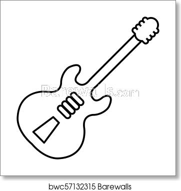 Electric Guitar Icon, Outline Style, Art Print Barewalls Posters 362x382 Electric Guitar Icon, Outline Style, Art Print Barewalls Posters