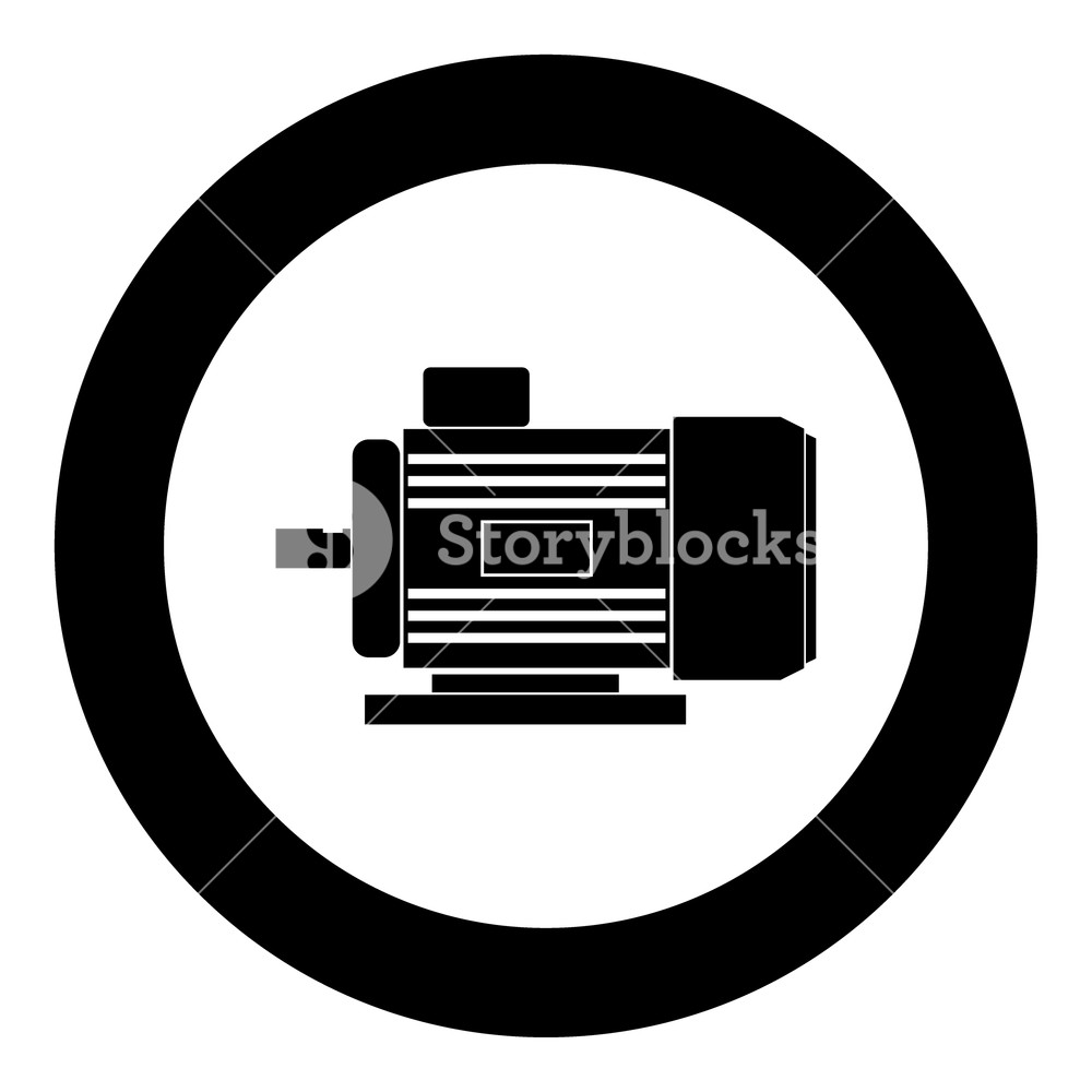 1000x1000 Electric Motor Icon Black Color In Circle Vector Illustration