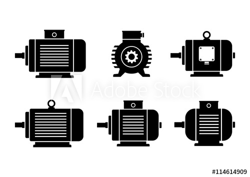 500x354 Black Electric Motor Icons On White Background