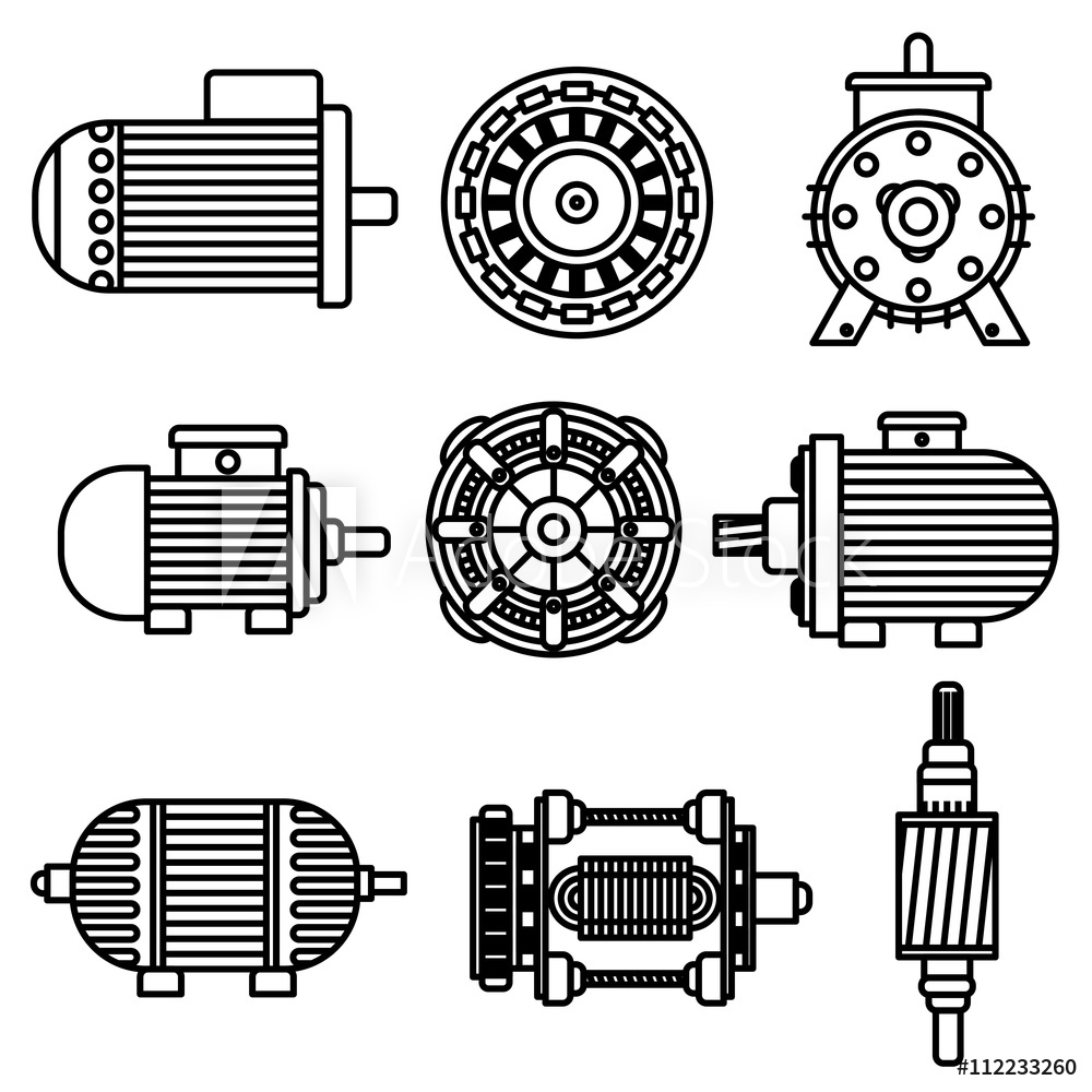 1000x1000 Photo Art Print Electric Motor Vector Icons Europosters