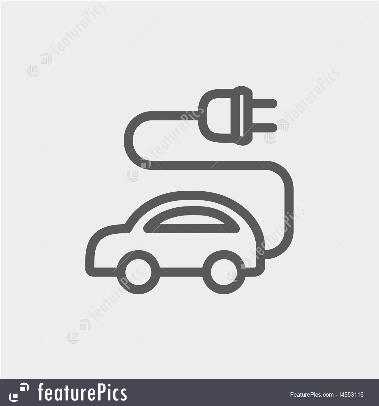 1300x1392 Electric Car Thin Line Icon Illustration
