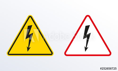 500x300 Electrical Hazard Sign Set With Lightning Or Thunder Icon High