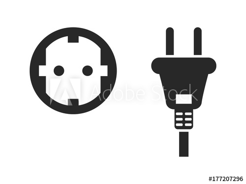 500x375 Electrical Outlet Icon Set, Electric Plug And Power Socket, Black