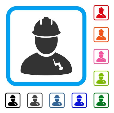 450x448 Electrician Icon Flat Grey Pictogram Symbol Inside A Blue Rounded