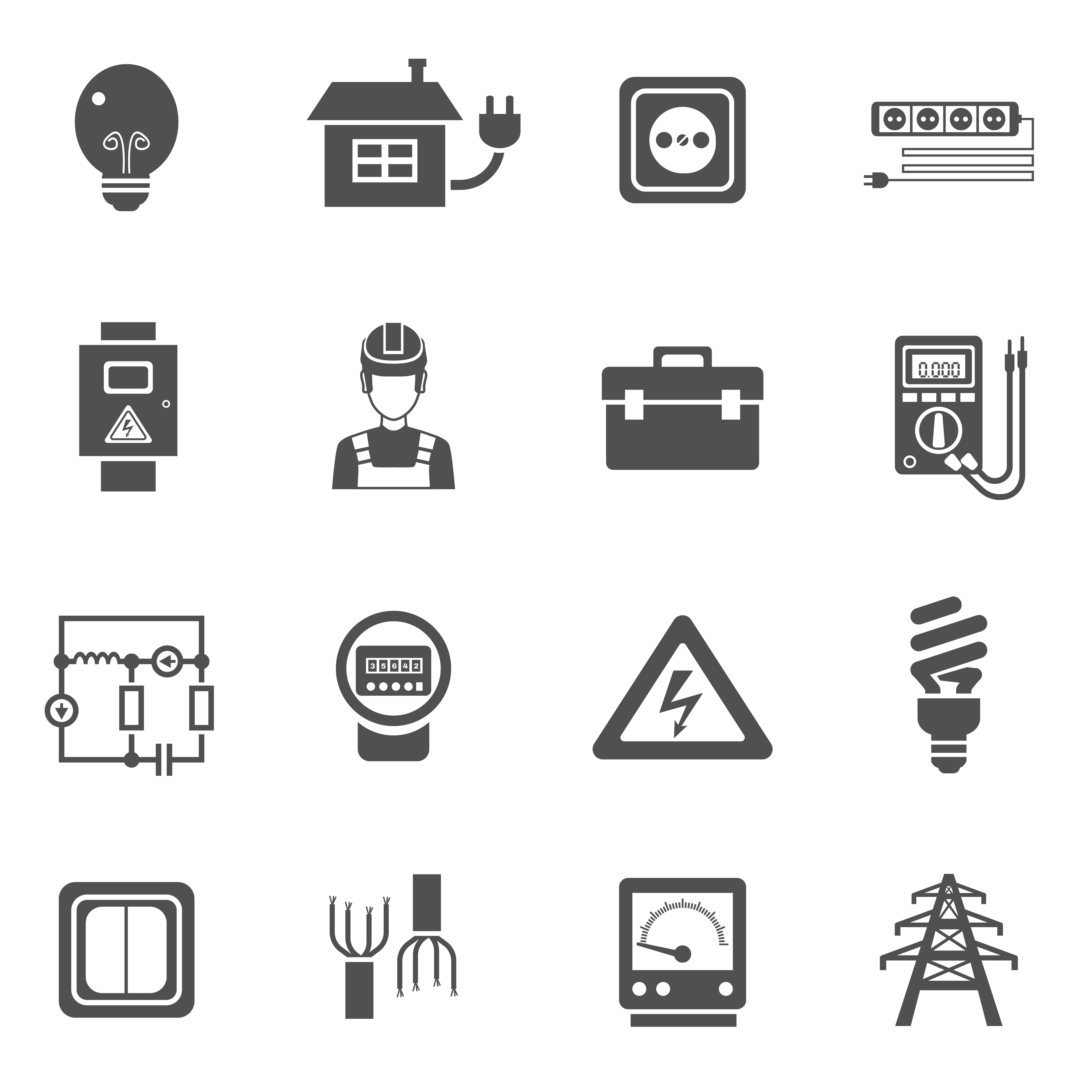 4500x4500 Electricity Black White Icons Set