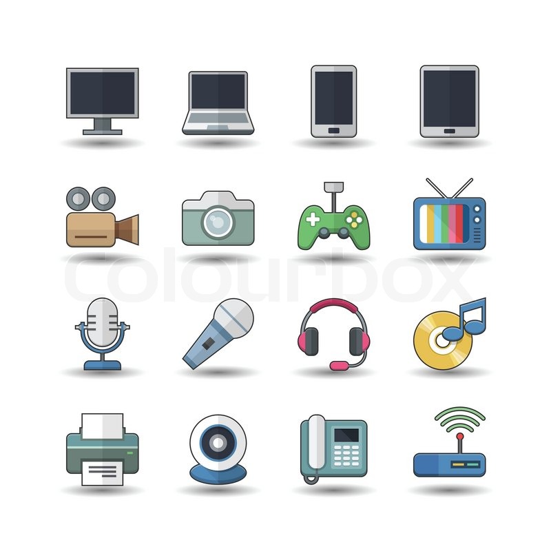 800x800 Flat Color Style Electronic Devices Stock Vector Colourbox