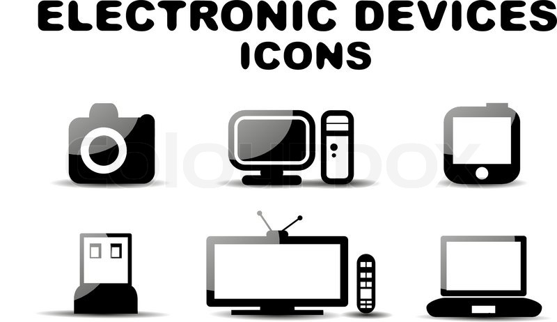 800x462 Black Glossy Electronic Devices Icon Stock Vector Colourbox