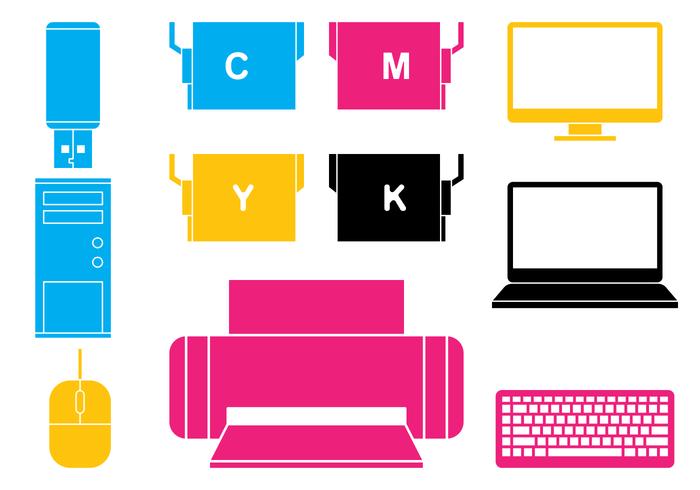 700x490 Office Electronics Icon Set Vector