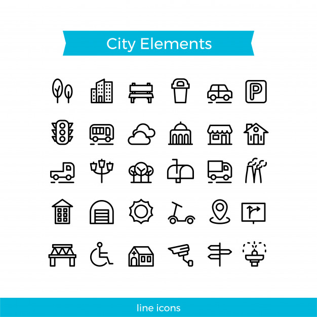 626x626 City Element Icon Pack Vector Premium Download