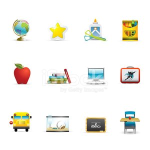 300x300 Elementary School Icons Stock Vectors