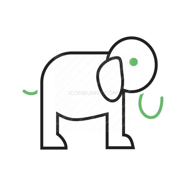 600x600 Elephant Line Green Black Icon