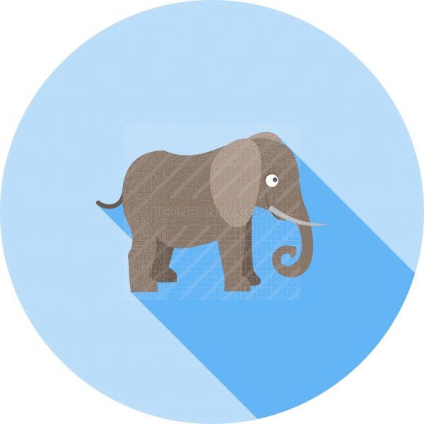 600x600 Elephant Flat Shadowed Icon