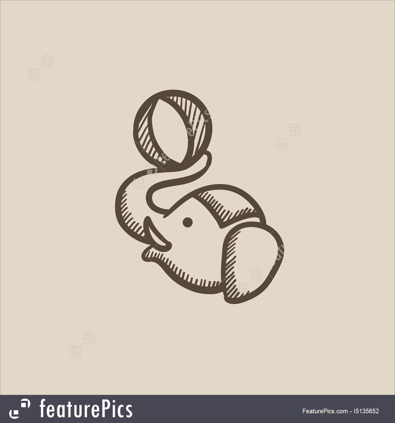 1300x1392 Circus Elephant Playing With Ball Sketch Icon Stock Illustration