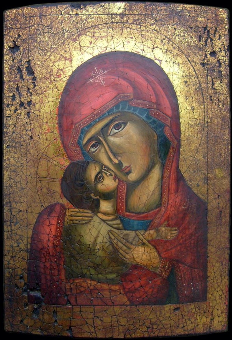 794x1164 Eleusa Icon Religious Orthodox Icon Virgin Of Tenderness Etsy