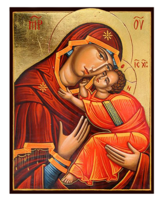 570x700 Hand Painted Icon Of Virgin Eleusa With Child