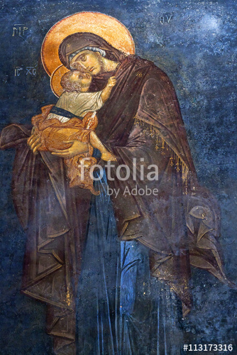 334x500 The Eleusa Icon In Chora Church In Istanbul, Turkey Stock Photo