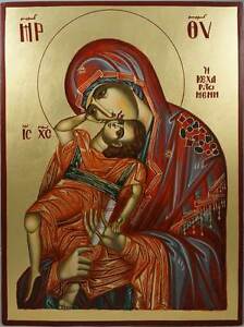 224x300 Theotokos Pelagonitissa Virgin Mary Eleusa Hand Painted Byzantine