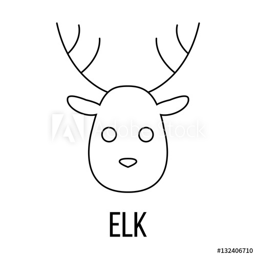500x500 Elk Icon Or Logo Line Art Style