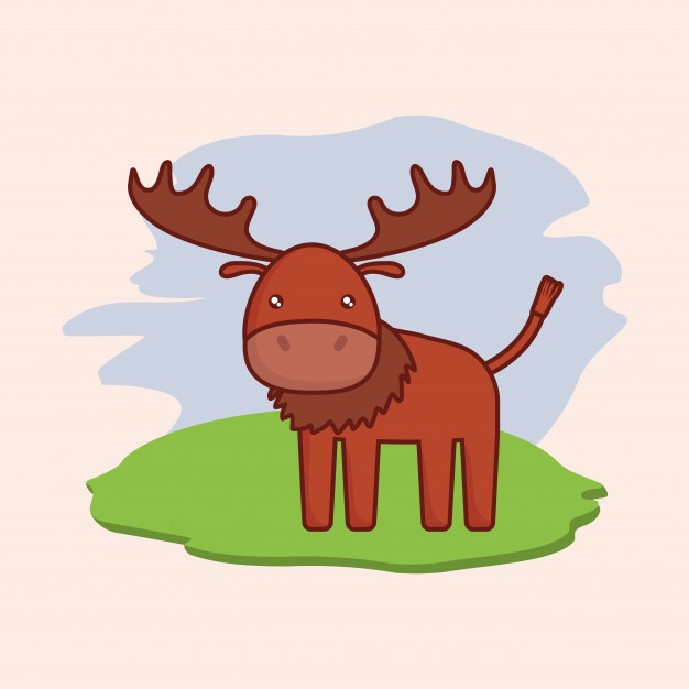 626x626 Landscape With Cute Elk Icon Over White Background Vector