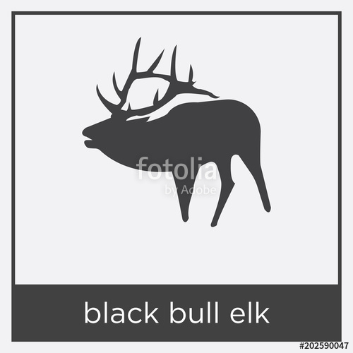 500x500 Black Bull Elk Icon Isolated On White Background Stock Image