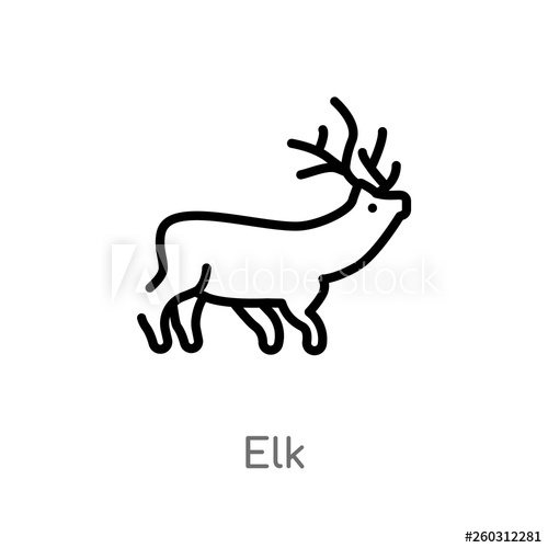 500x500 Outline Elk Vector Icon Isolated Black Simple Line Element