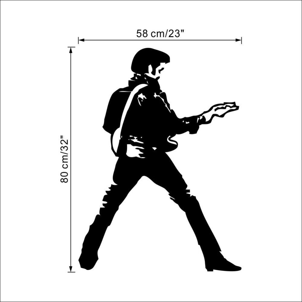 1000x1000 High Quality Art Vinyl Sticker Large Elvis Presley Guitar Music