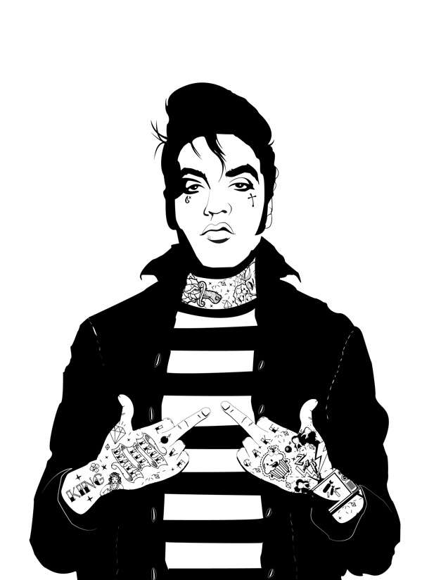 600x824 Modern Rock Icon Sketches Elvis