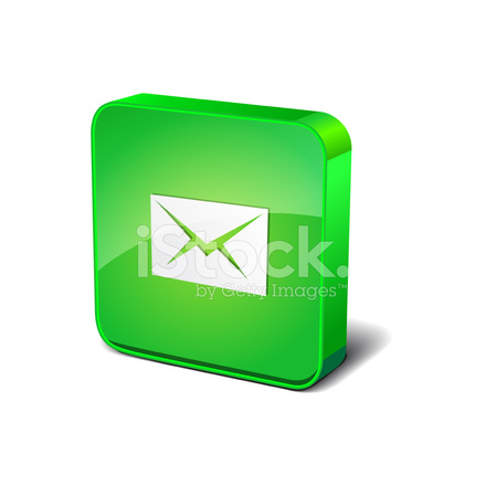 440x440 Email Rounded Corner Green Vector Icon Button Stock Vector