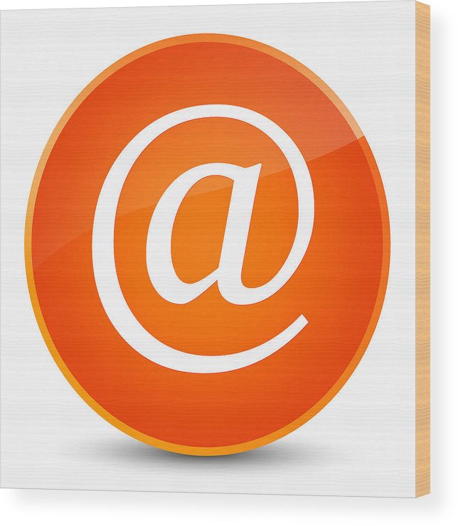 644x740 Email Address Icon Elegant Orange Round Button Wood Print
