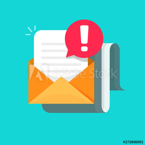 500x500 Email Message With Warning Alert Icon Vector Illustration, Flat