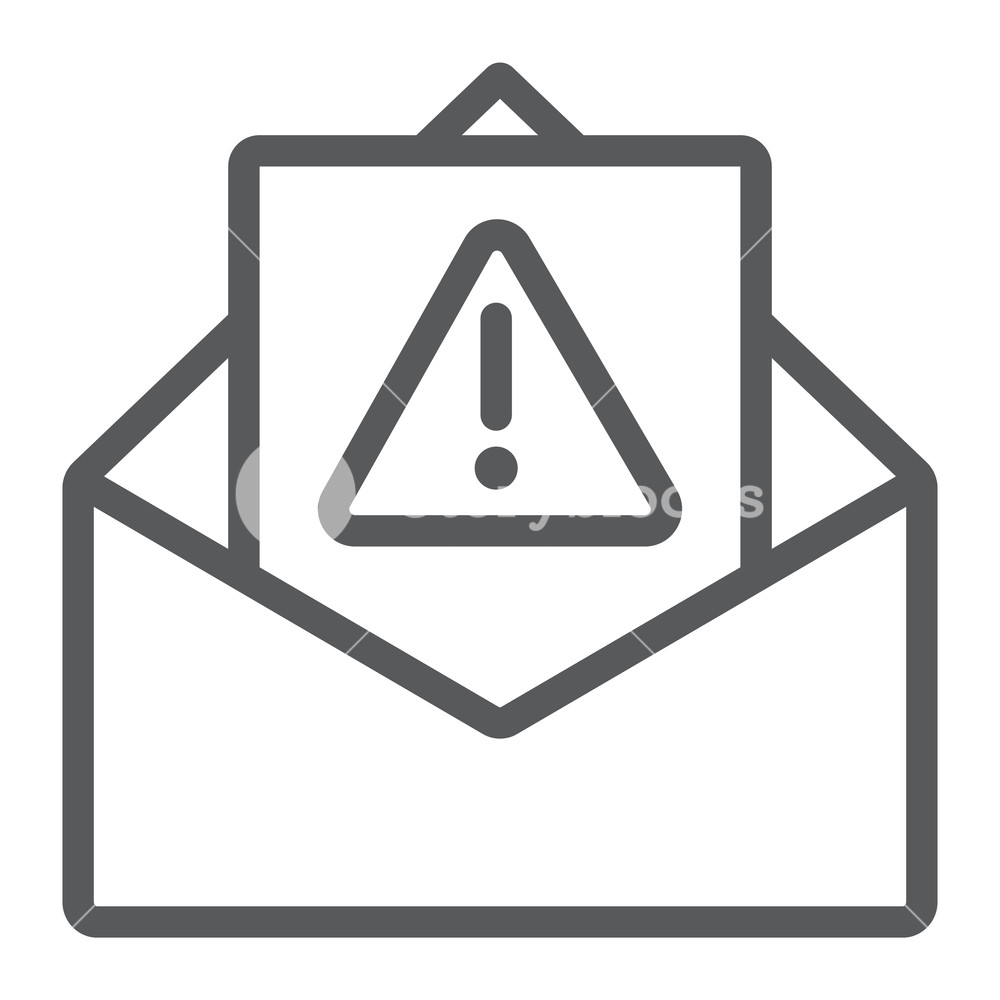 1000x1000 Spam Warning Line Icon, Letter And Email, Alert Mail Sign, Vector