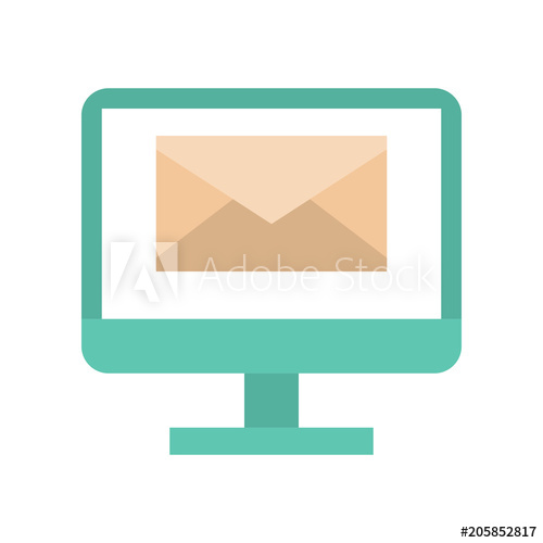 500x500 Envelope On Computer Screen, Message And Email Flat Icon