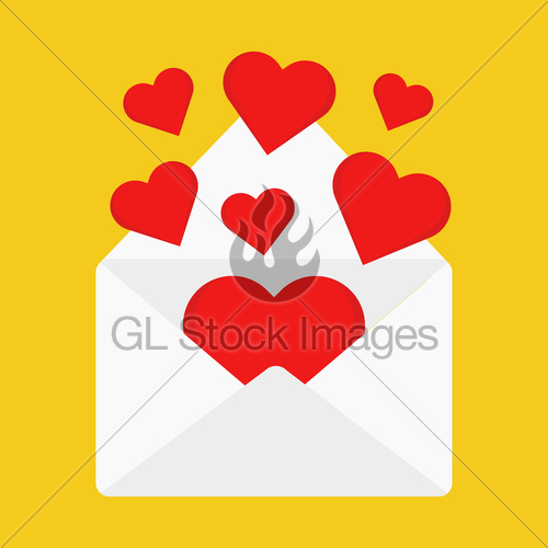 500x500 Flat Icon Opened Love Email Gl Stock Images