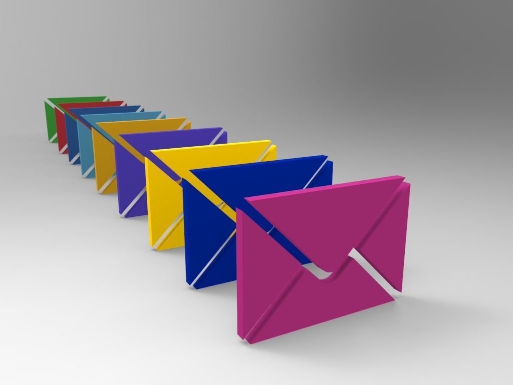 1024x769 Low Poly Email Icon With Many Colors Model Cgtrader