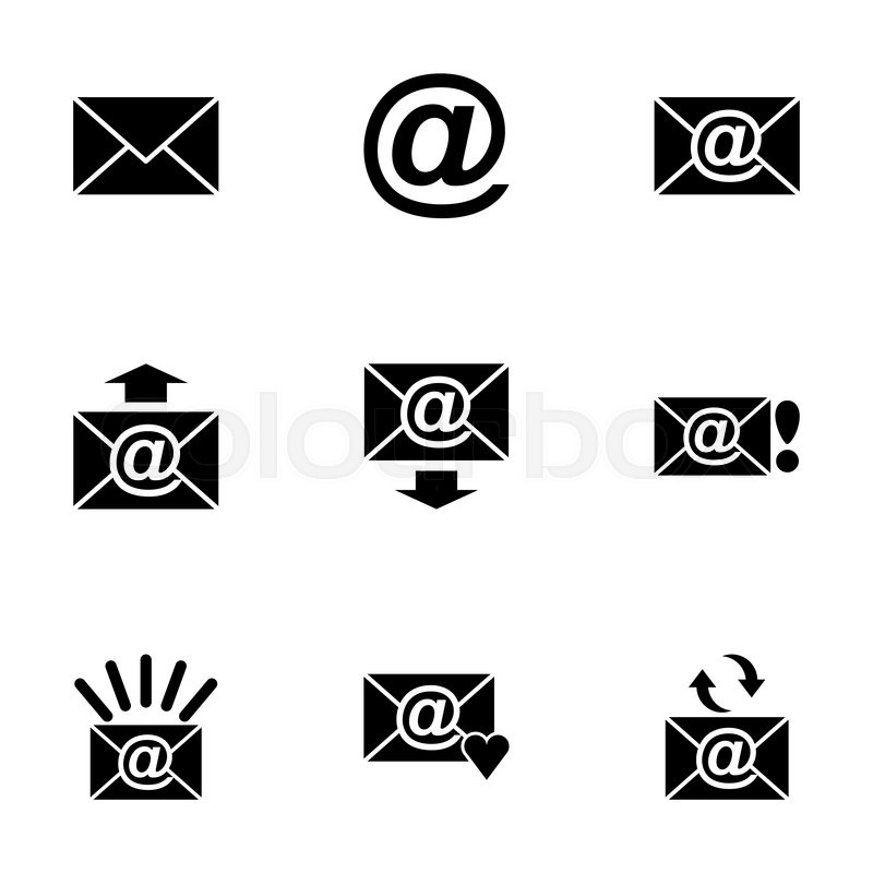 800x800 Vector Black Email Icon Set On White Stock Vector Colourbox