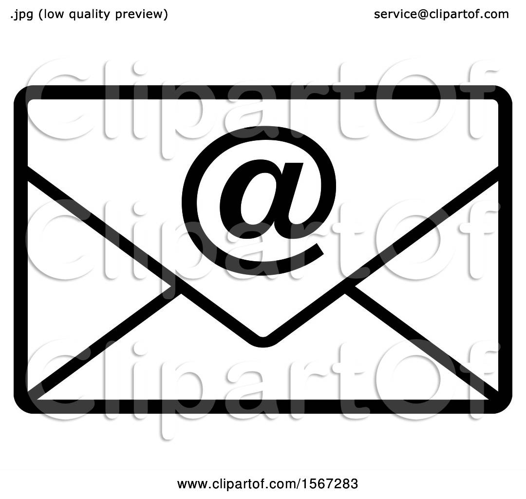 1080x1024 Clipart Of A Black And White Email Icon
