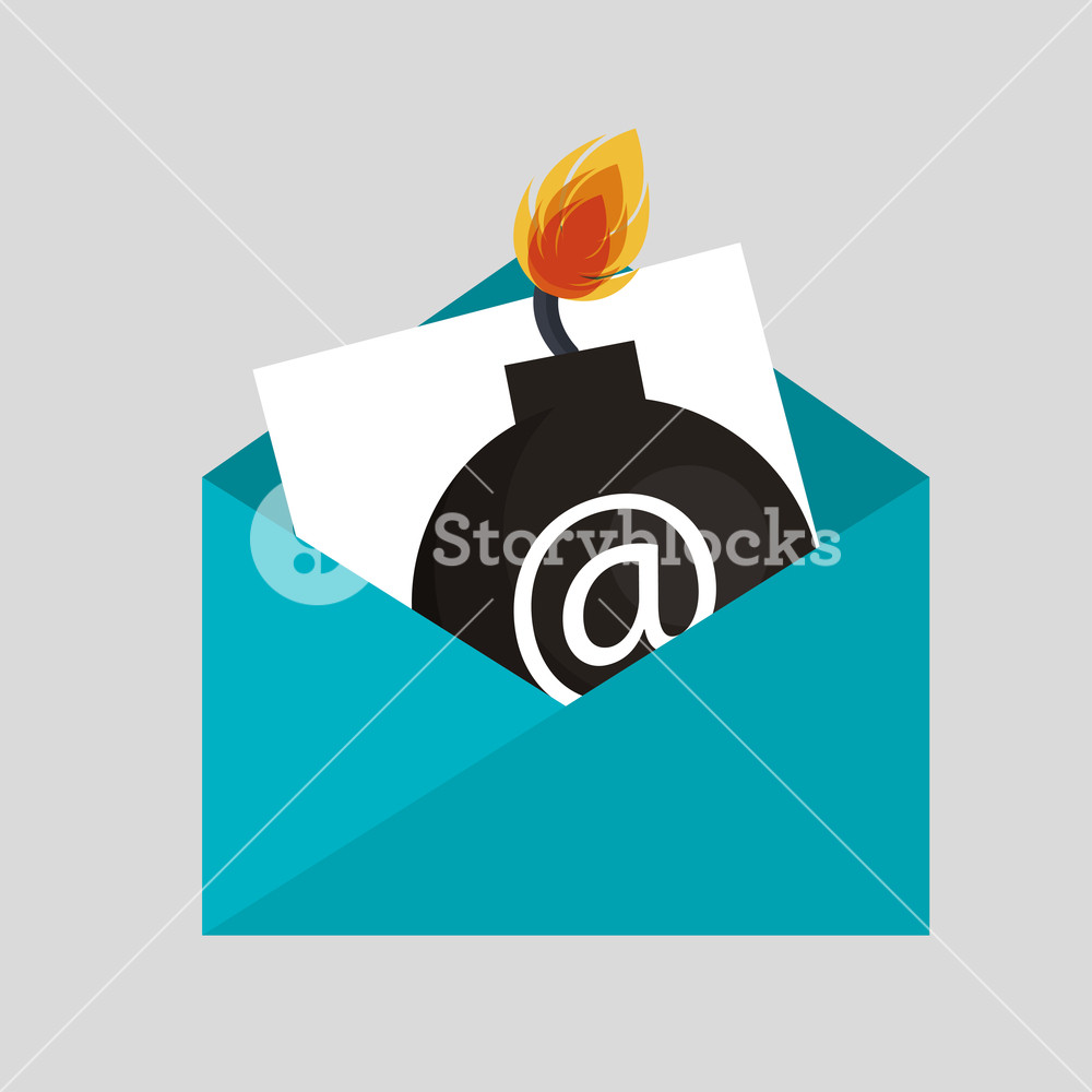 1000x1000 Security Bomb Email Envelope Icon Vecto Illustration