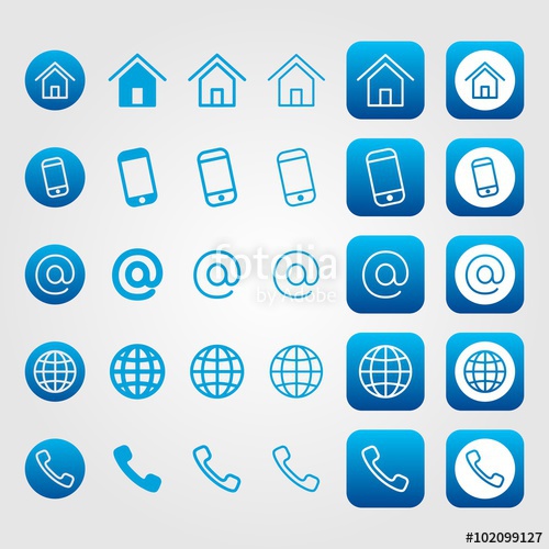 Blue Line Contact Icon Set For Business Cards 500x500 Blue Line Contact Icon Set For Business Cards