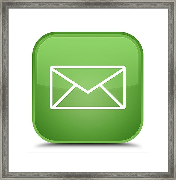 Email Icon Special Soft Green Square Button Framed Print 600x615 Email Icon Special Soft Green Square Button Framed Print